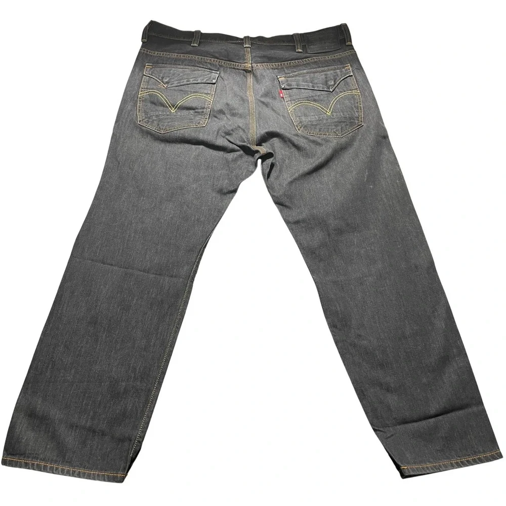 Levis 569 Loose Straight Jeans Mens 38x30 Dark Wash Gray Denim Flap Pocket
